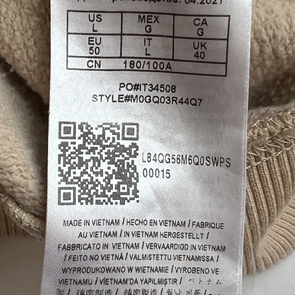 Vintage Guess Hoodie Size Large Tan Pullover Drawstring Logo 100% Cotton - Picture 4 of 6